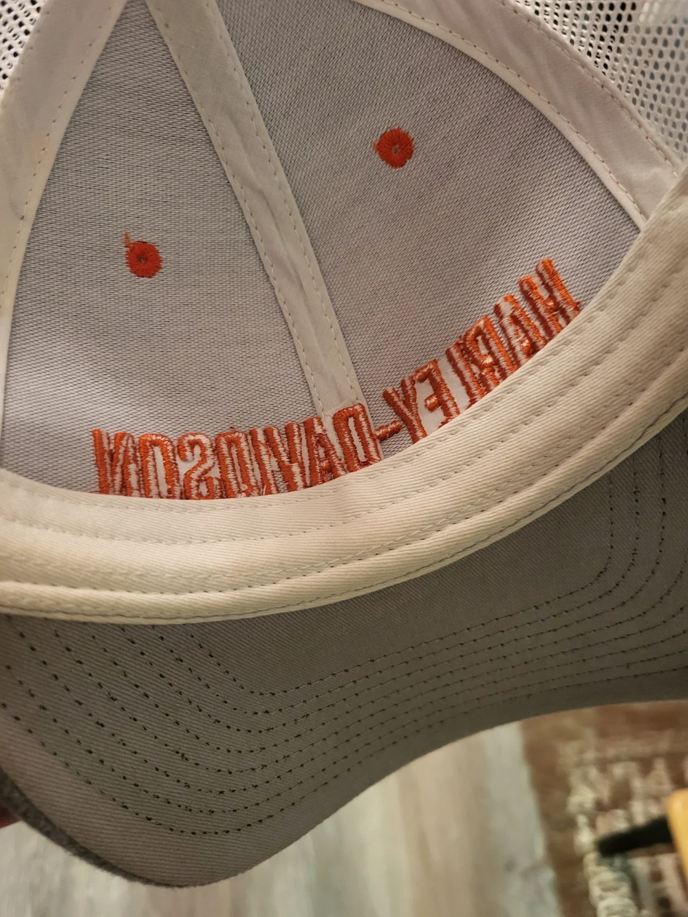 Harley-Davidson Men's Gray & Orange Logo Trucker Hat